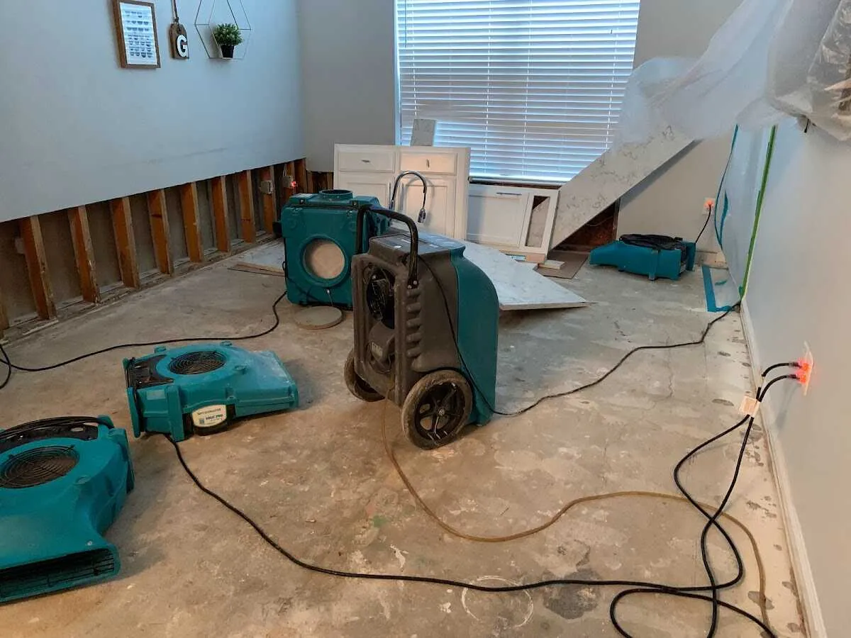 Dehumidifier in flood-cut room for Water Extraction & Removal in Raymore
